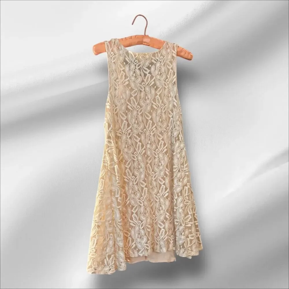 Free People Miles of Lace Tank Dress  Lined SP Romantic Fairy Whimsy Festival - Picture 4 of 9
